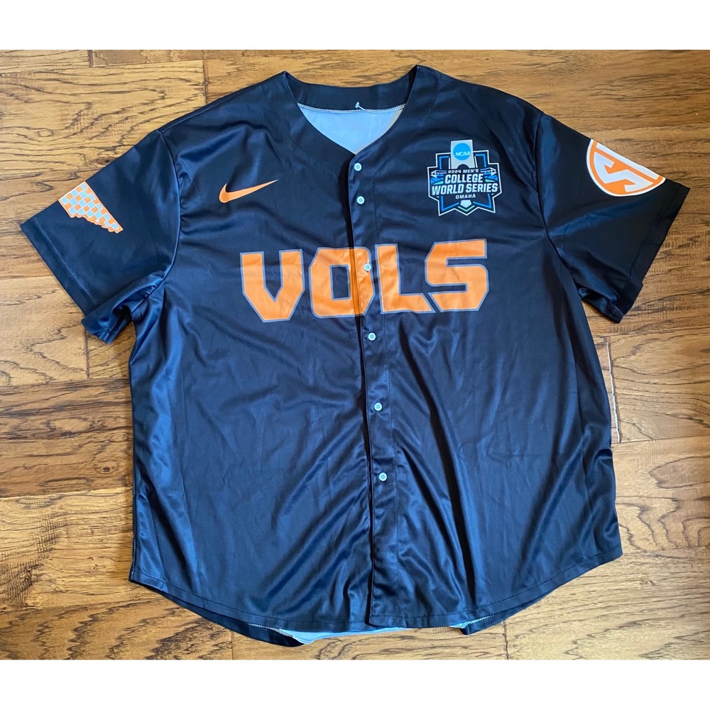 Tennessee Volunteers 2024 National Champs Baseball Jersey CWS Omaha Black Mens
